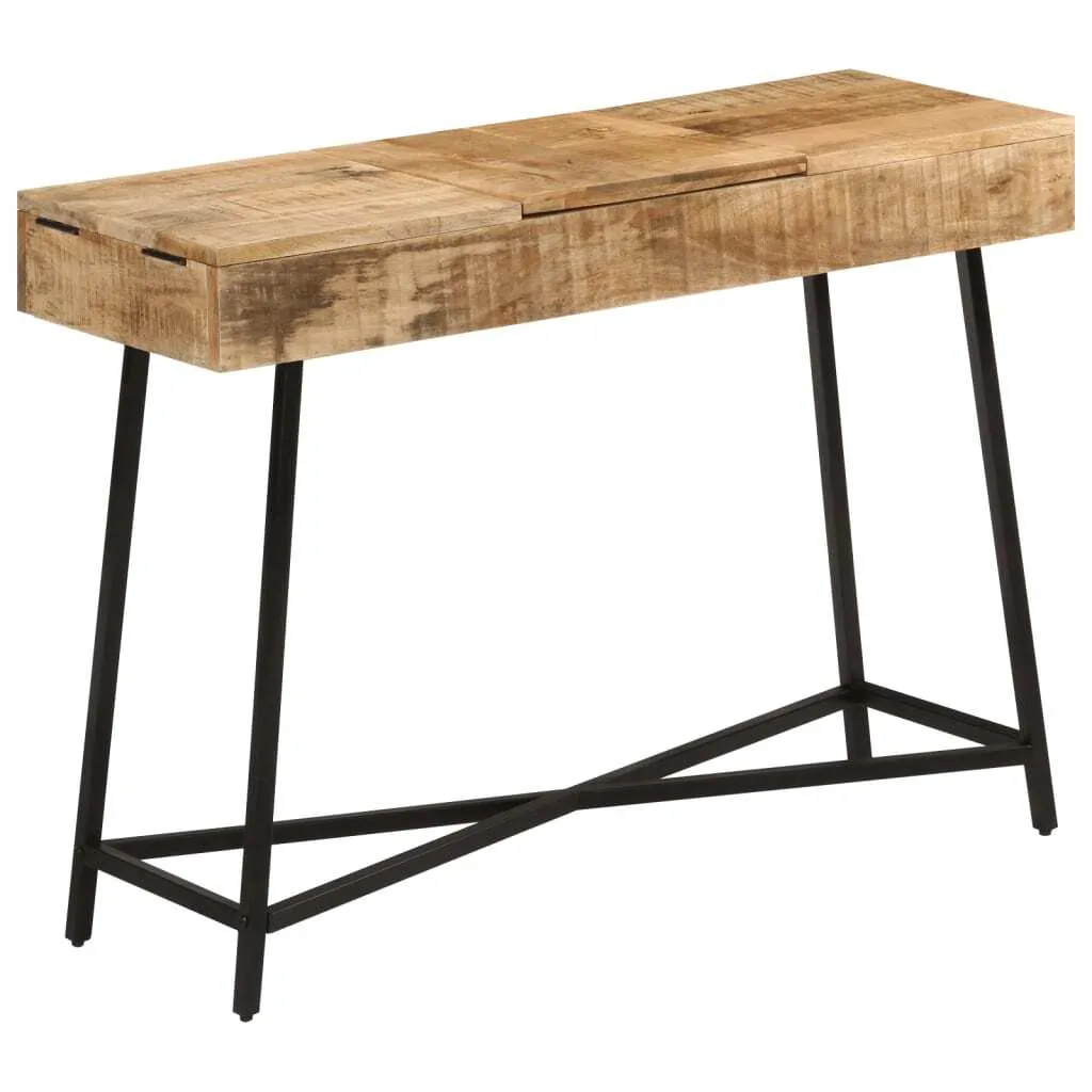 Coiffeuse en manguier brut et pieds en fer style vintage 105 cm