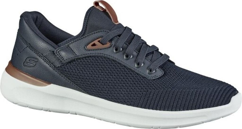 Skechers Lattimore, leichte Herren Mesh Sneakers, Sportschuhe in blau, herausnehmbares Fußbett, vegan, Gummi Einsätze