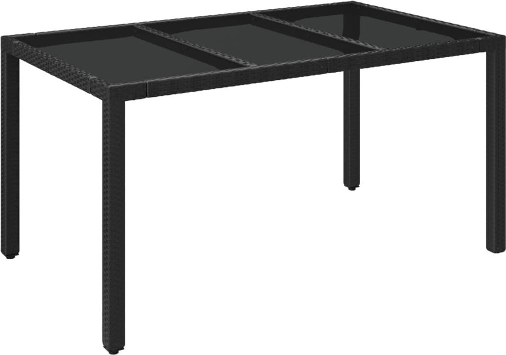 vidaXL Gartentisch mit Glasplatte Schwarz 150x90x75 cm Poly Produktbild 