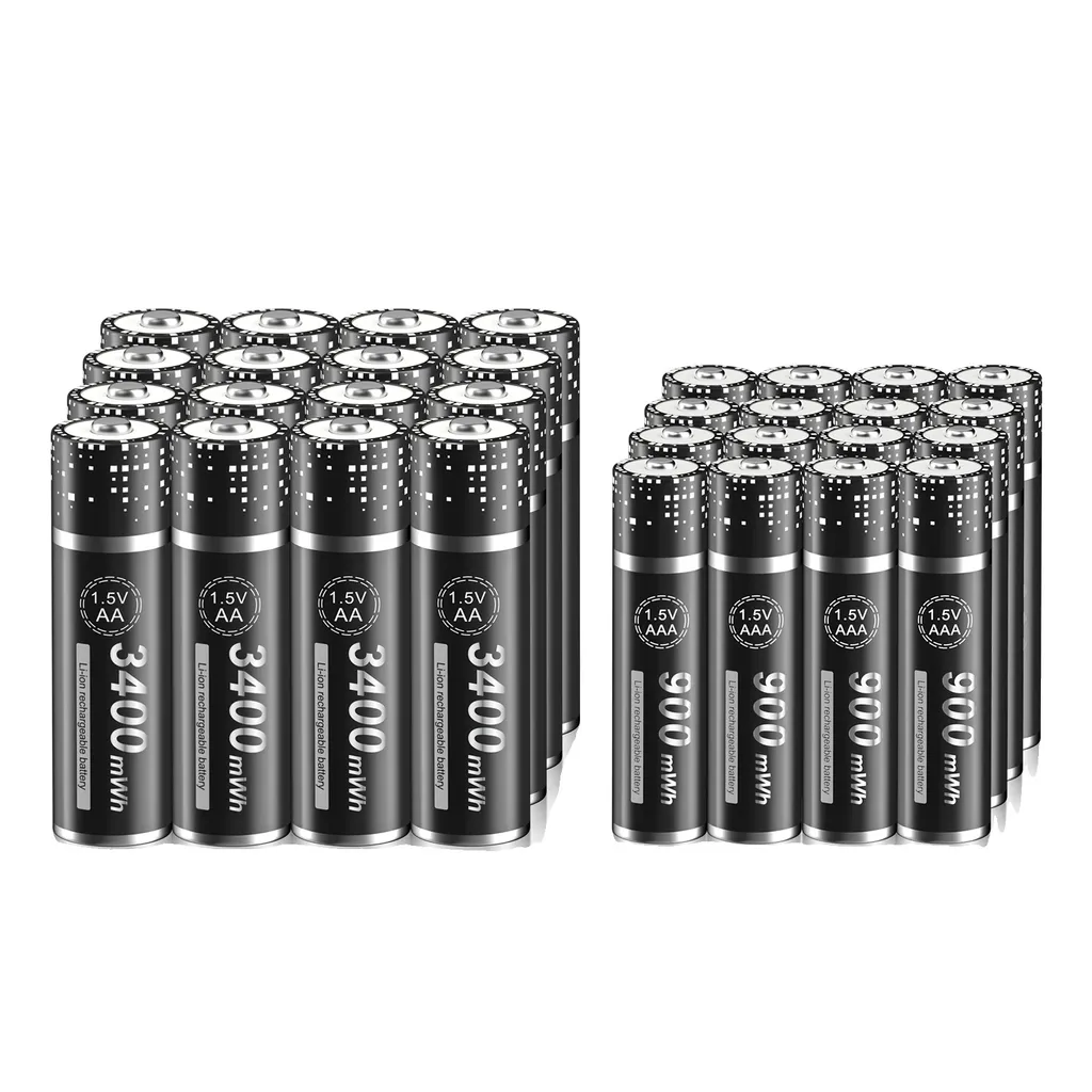 Batterie ricaricabili, alta capacità, caricatore intelligente, argento