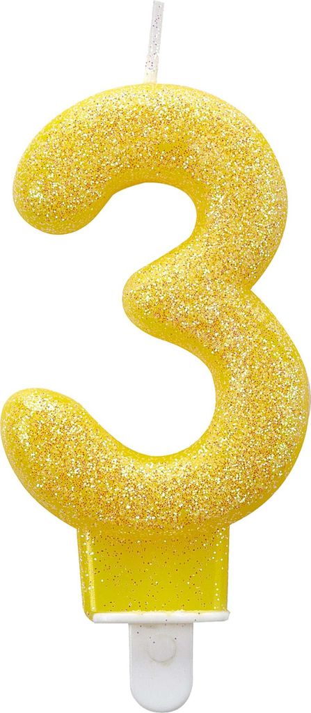 Glitzernde Tortenkerze 3 in Gelb Produktbild 