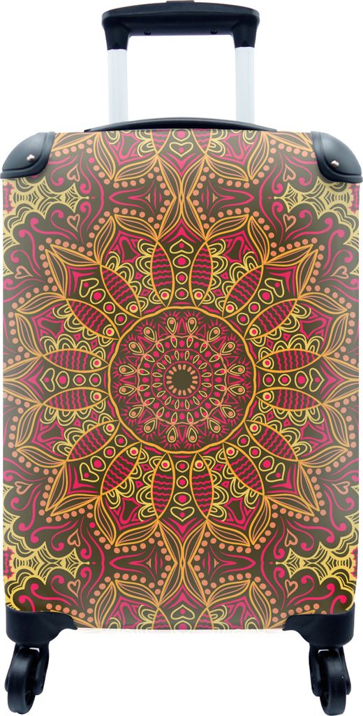 MuchoWow MuchoWow Koffer Handgepäck Trolley Rollkoffer Kleine Reisekoffer mit 4 Rollen - Muster - Mandala - Pflanzen - Cabin Size < 55x40x23 c...