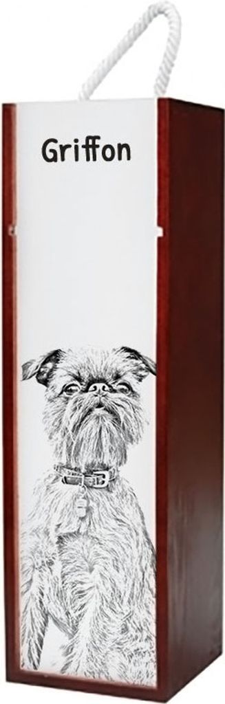 Brüsseler Griffon, Griffon Bruxellois - Weinbox mit Hund, Alkoholbox mit Grafik, personalisierte Geschenkbox der Marke Art-Dog