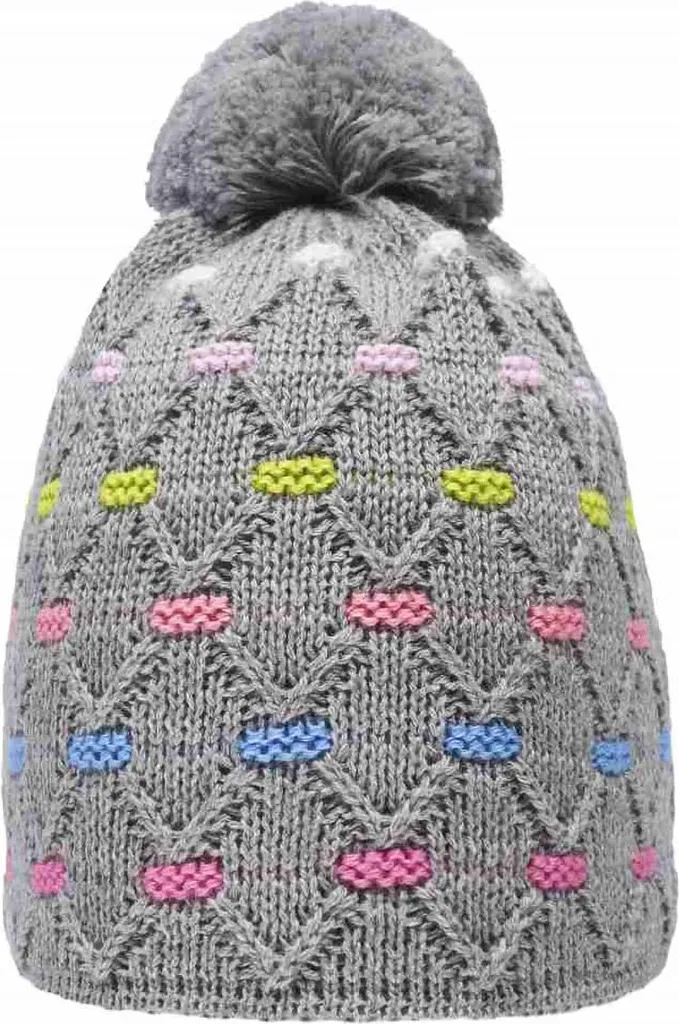 Cappello Pompon Bambini Grigio a Pois in Cotone | Morbidezza Certificata