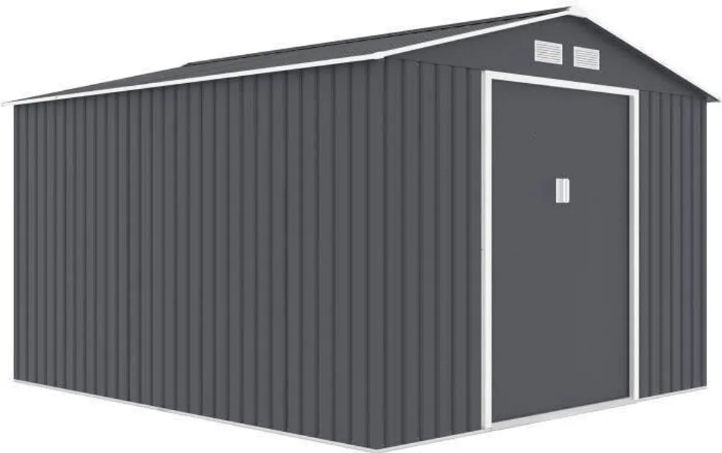 Grand abri de jardin 8,48 m² pour stockage tondeuse et vélos en métal