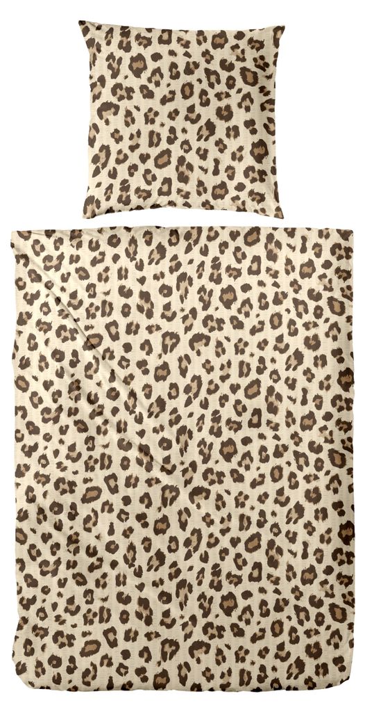 Bettwäsche Soft-Seersucker Leopard braun-beige 135 x 200 cm Produktbild 