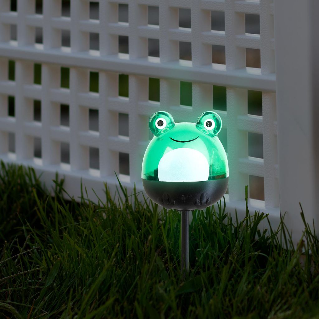 Solarbetriebene LED-Gartenleuchte – Dekorative Froschlampe für den Außenbereich – 1 kaltweiße LED – 150 x 50 x 50 mm – mit Erdspieß –...