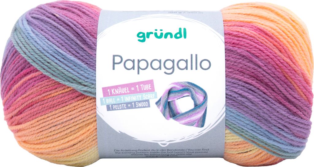 Gründl Papagallo Wolle 360m 100g Stricken Häkeln Garn Bunt Weich Hochwertig Farbe 04