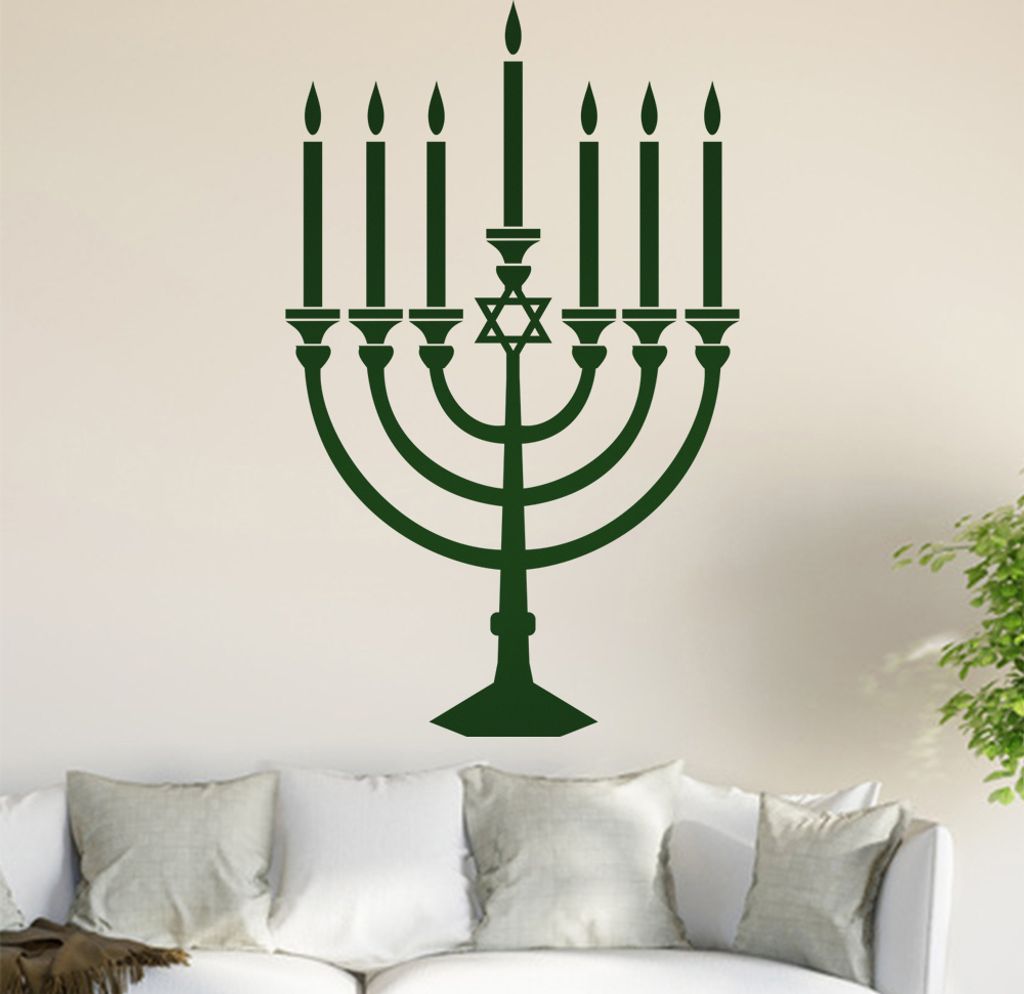 Menora Wandtattoo in 6 Größen - Wandaufkleber Wall Sticker - Dekoration, Küche, Wohnzimmer, Schlafzimmer, Badezimmer
