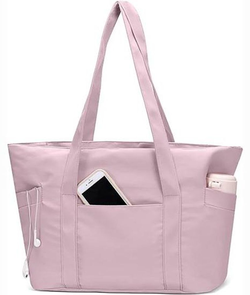 Reis- und Laptop-Tasche, groß, rote shopper-Tasche mit Reißverschluss und Griff oben, für Reisen und Büroarbeit