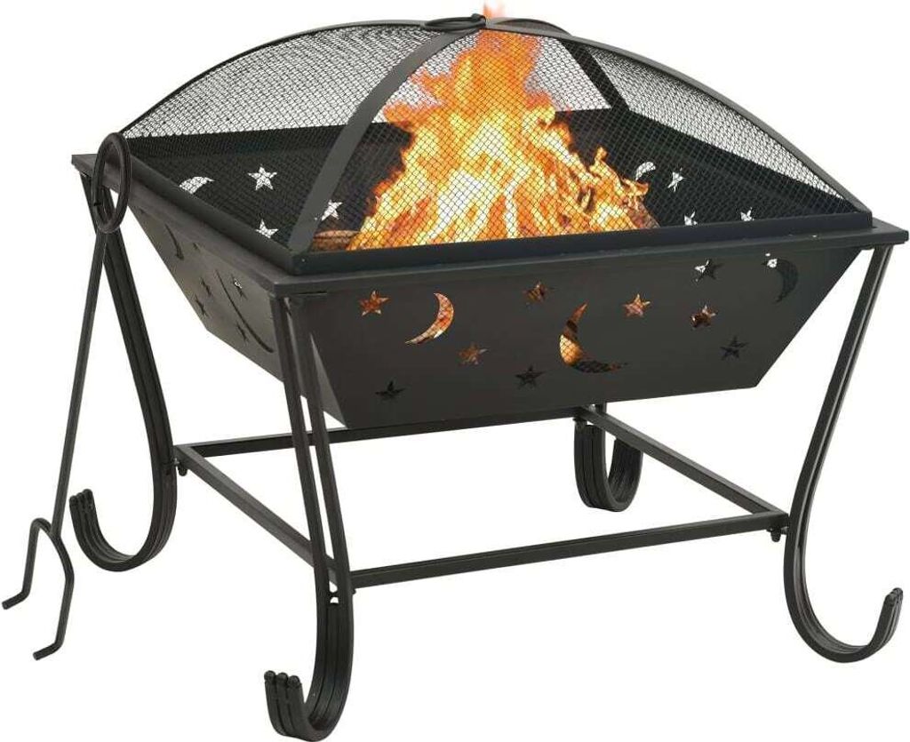 Feuerkorb mit Schürhaken 62 cm XXL Stahl