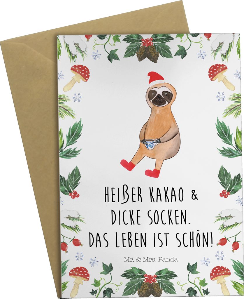 Mr. & Mrs. Panda Grußkarte Faultier Kakao - Weiß - Geschenk, babykarte, hochzeitskarten, einladungskarten, Weihnachten, Klappkarte, glückwunschk...