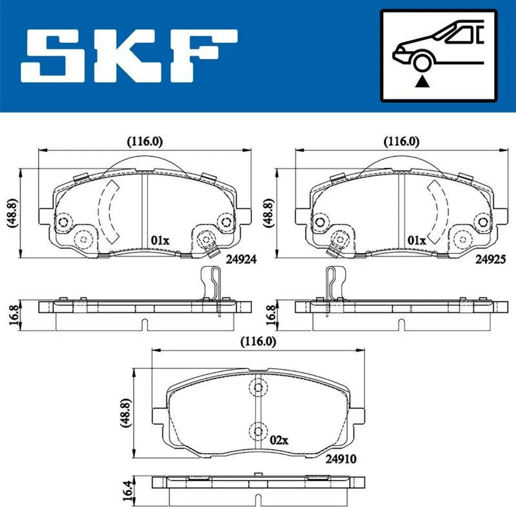 Jeu de plaquettes de frein à disque SKF compatible i20 essence diesel