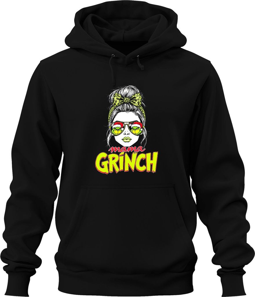 mama GRÍNCH Weihnachten Geschenk Mutter Lustig Grinchmama Retro Uni Hoodie Kapuzenpullover, Schwarz, 3XL