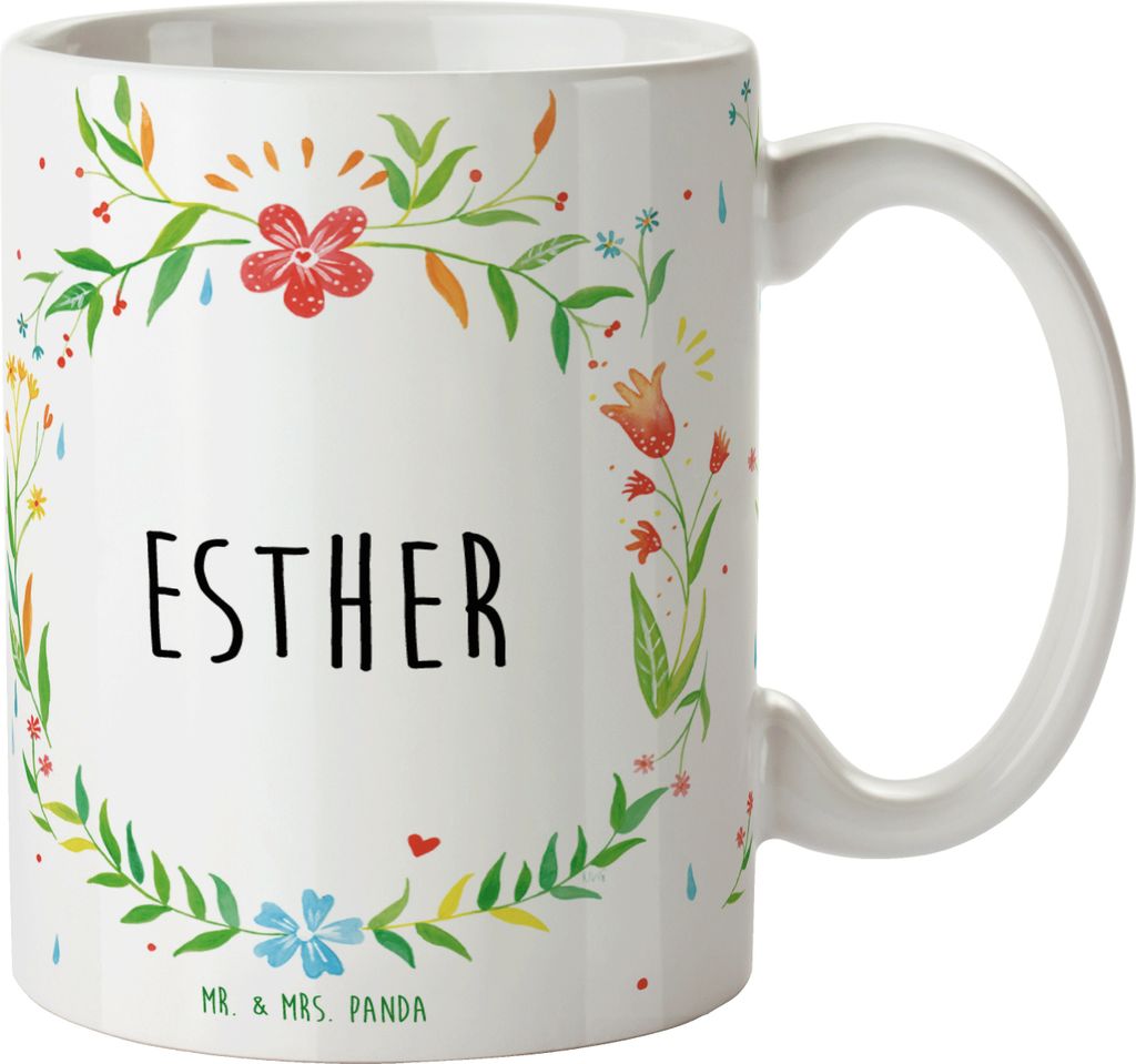 Mr. & Mrs. Panda Henkelpott Esther - Geschenk, Kaffeebecher, Kaffeepott, Kaffeetasse, Becher, Tasse, Pott