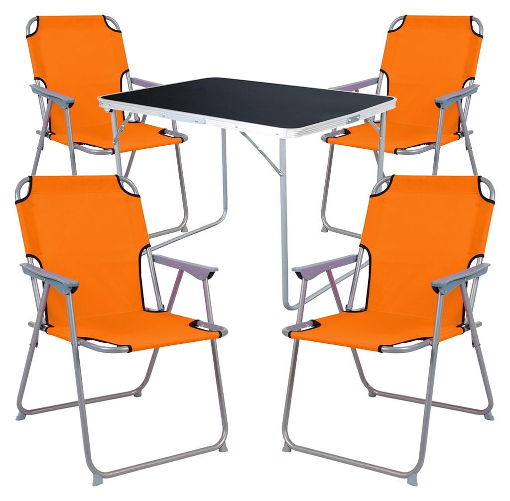 5-tlg Camping Set Gartenmöbel Campingtisch + 4 Campingstuhl Produktbild 