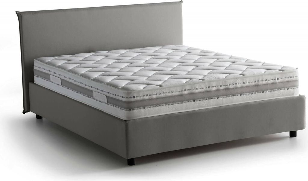 Doppelbett Dansald, Containerbett mit Stoffbespannung, 100% Italy, Frontöffnung, inklusive Matratze Cm 160x200, Grau