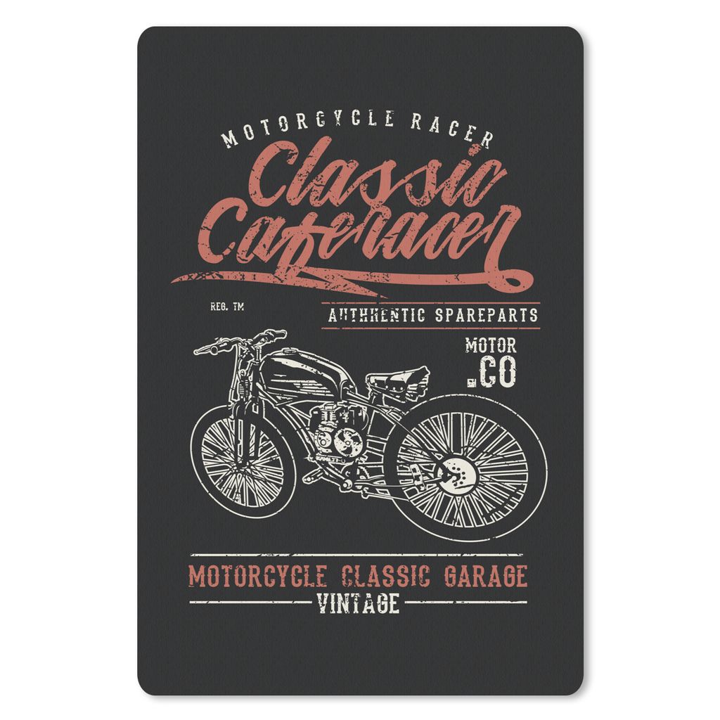 MuchoWow Mauspad Mousepad Mancave - Motor - Schwarz - Vintage 18x27 cm - Mousepads - Maus Mat - Pad - Mausunterlage