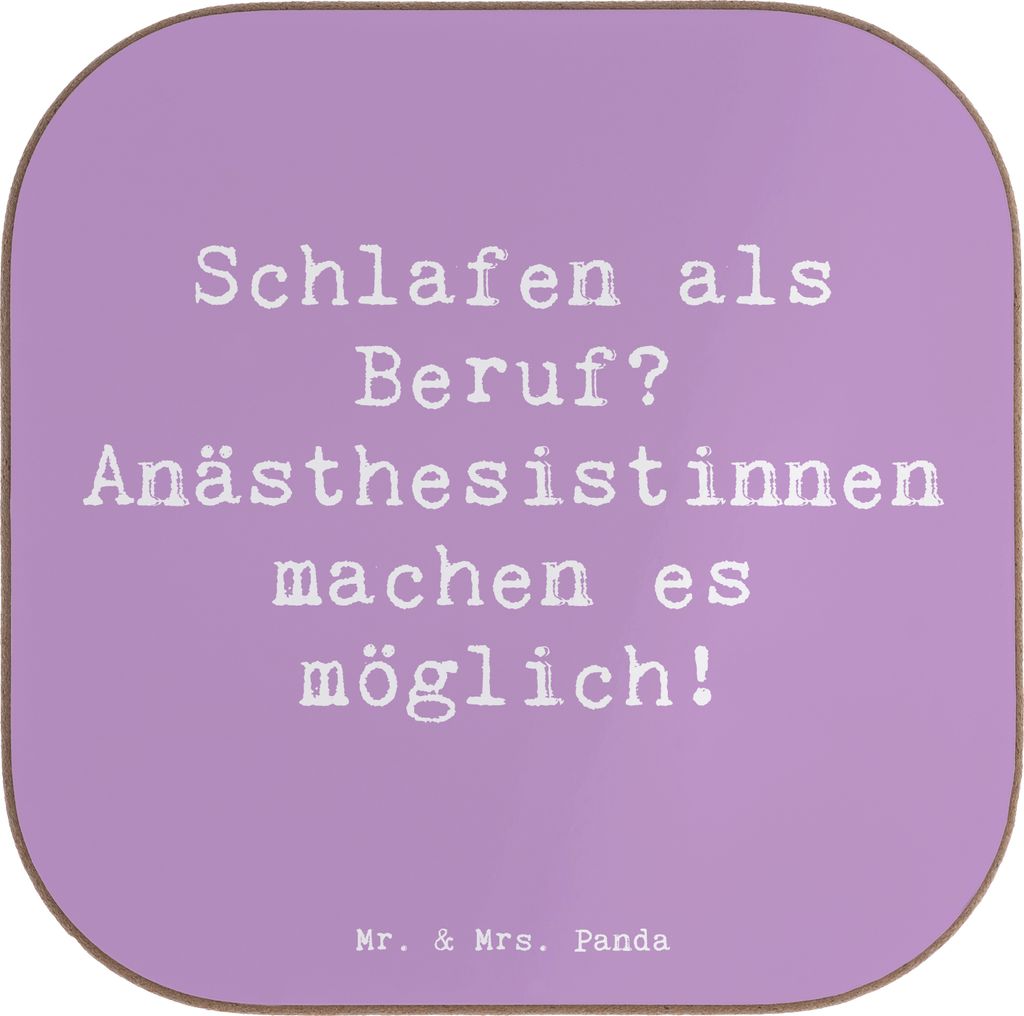 Mr. & Mrs. Panda Tischuntersetzer Spruch Anästhesistin Freude - Lavendeltraum - Geschenk, Tassenuntersetzer, Untersetzer für Gläser, Coaster, Ta...