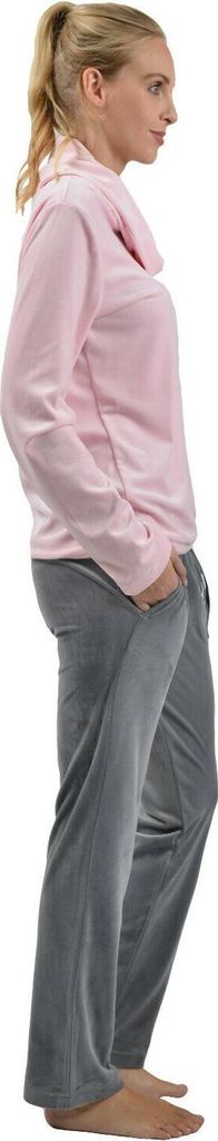 RAIKOU Schlafanzug Damen Trainingsanzug Jogginganzug Fitnessanzug mit Strasssten Rosa/Grau 48/50