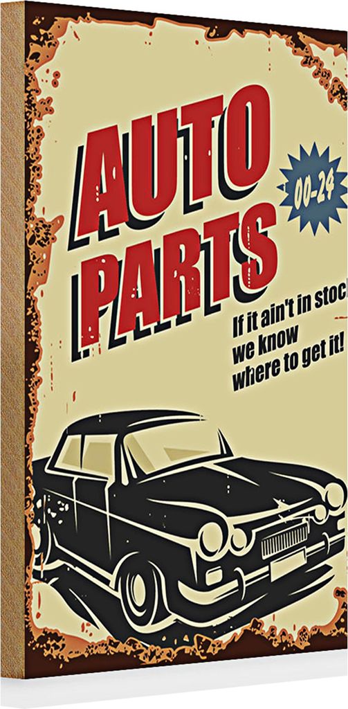 Holzschild Retro 20x30cm Auto Parts 00-24 Service