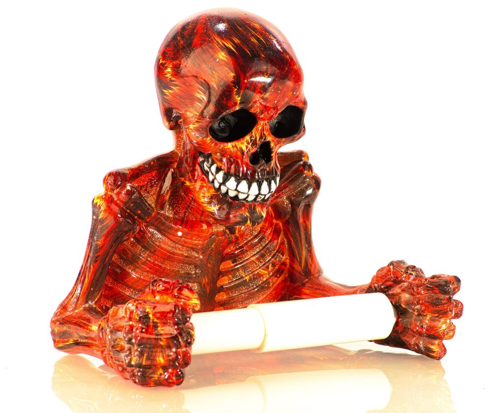 Aspinaworld Totenkopf Toilettenpapierhalter – 19 Cm Hoch, Aus Kunstharz, Skurrile Deko Fürs Bad