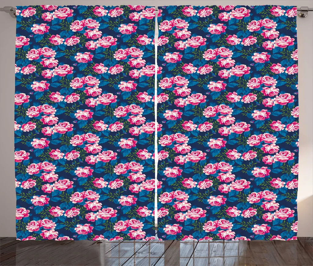 Rideau Largeur Spéciale pour Cacher le Vis-à-Vis Design Fleurs Roses