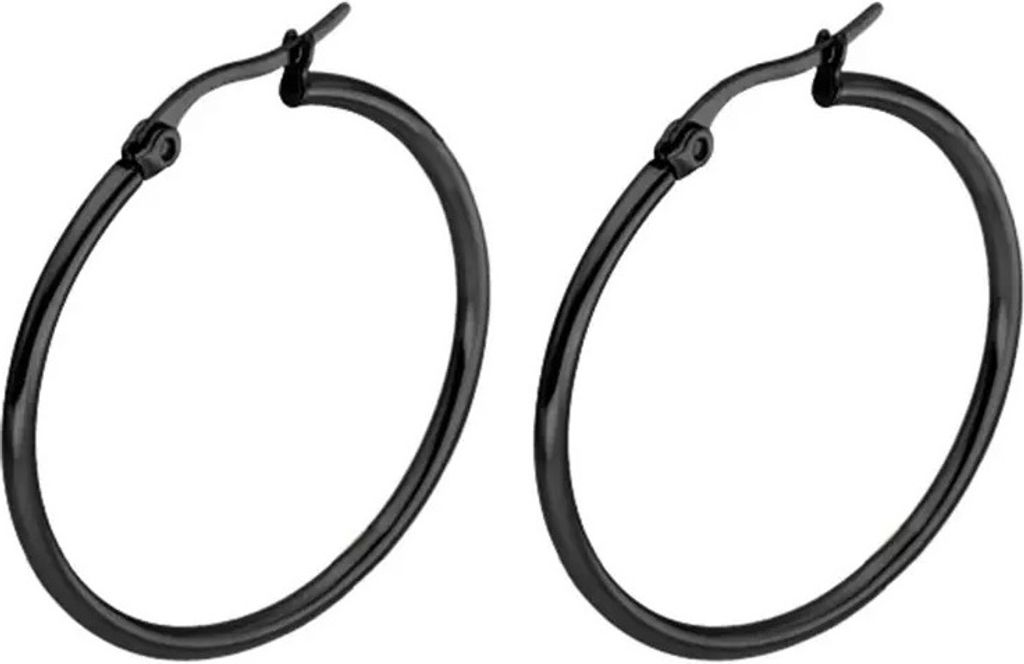 Ohrringe Big Round - Elegante schwarze Ohrringe ohne Nickel KP28326