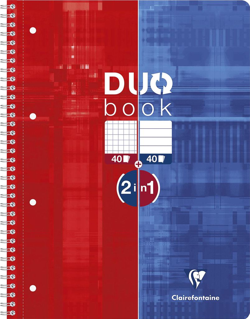 Clairefontaine Collegeblock DUOBOOK DIN A4 40 Blatt kariert und 40 Blatt liniert