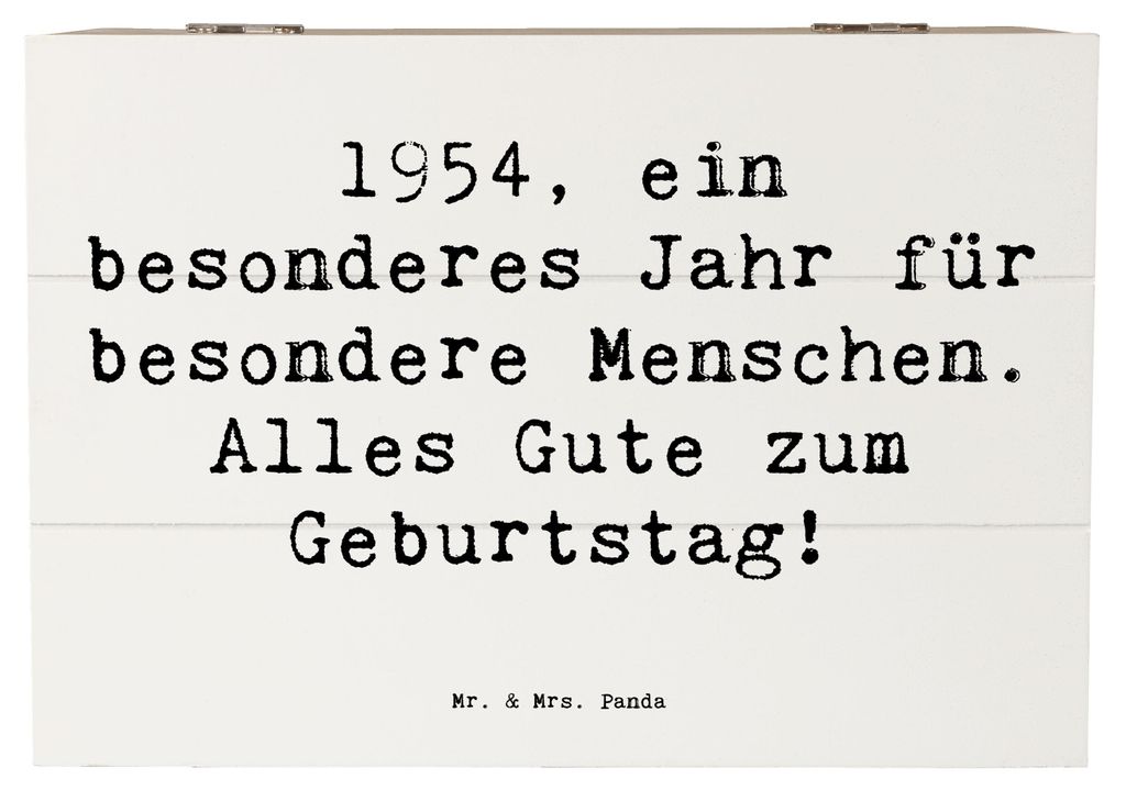 Mr. & Mrs. Panda Truhe Spruch 1954 Geburtstag 22 x 15 cm - Weiß - Geschenk, fotobox, Happy Birthday, Glückwunsch, Box, besondere Momente, Geburts...
