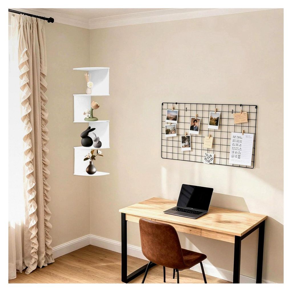 5-stufiges Wandregal, Wandregal, Schweberegal ohne Bohren, Eckregal Hängeregal, Wandboard dekorativ für Schlafzimmer, Wohnzimmer, Badezimmer, Hom...