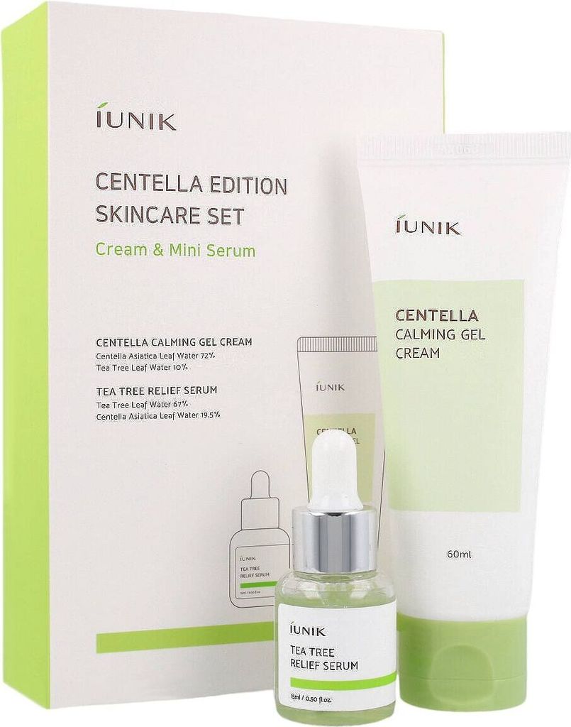 iUNIK, Centella Edition Hautpflege-Set, Creme und Mini-Serum, 2-teiliges Set