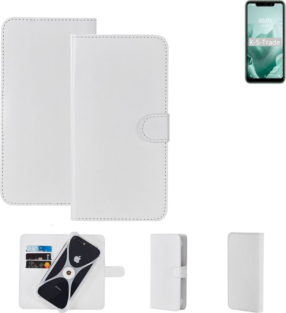 K-S-Trade Handy Hülle Schutz Hülle kompatibel mit Oukitel C22 Cover Case Bookstyle Bumper weiß 1x