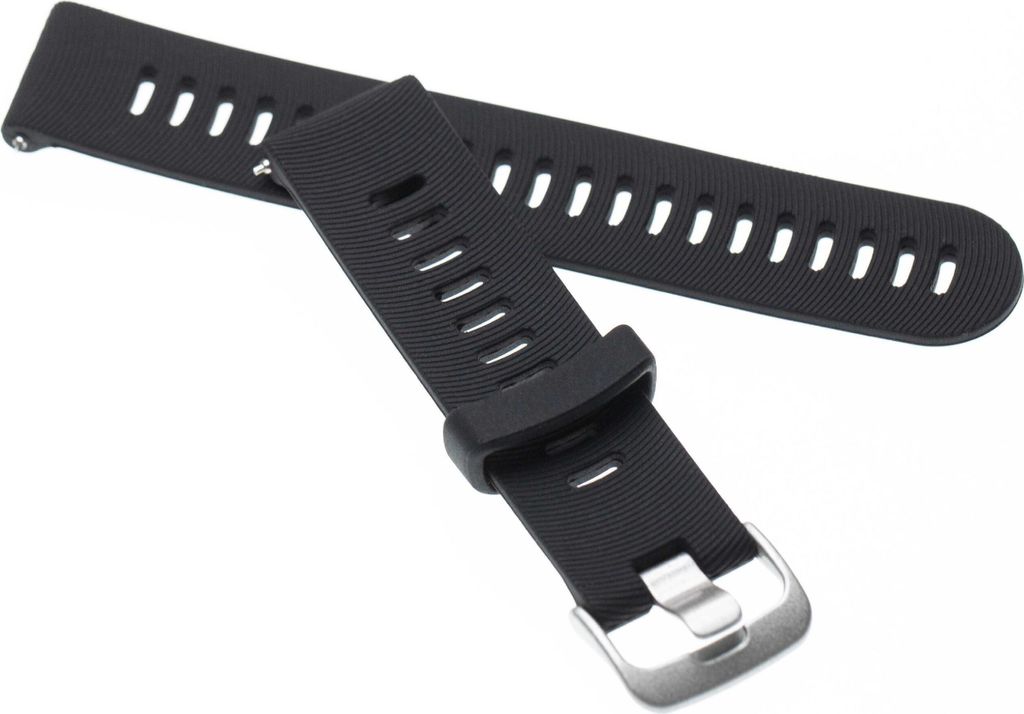 vhbw Ersatz Armband kompatibel mit Garmin Forerunner 245 Music, 245 Fitnessuhr, Smartwatch - 11 + 8,5 cm geriffelt Silikon schwarz