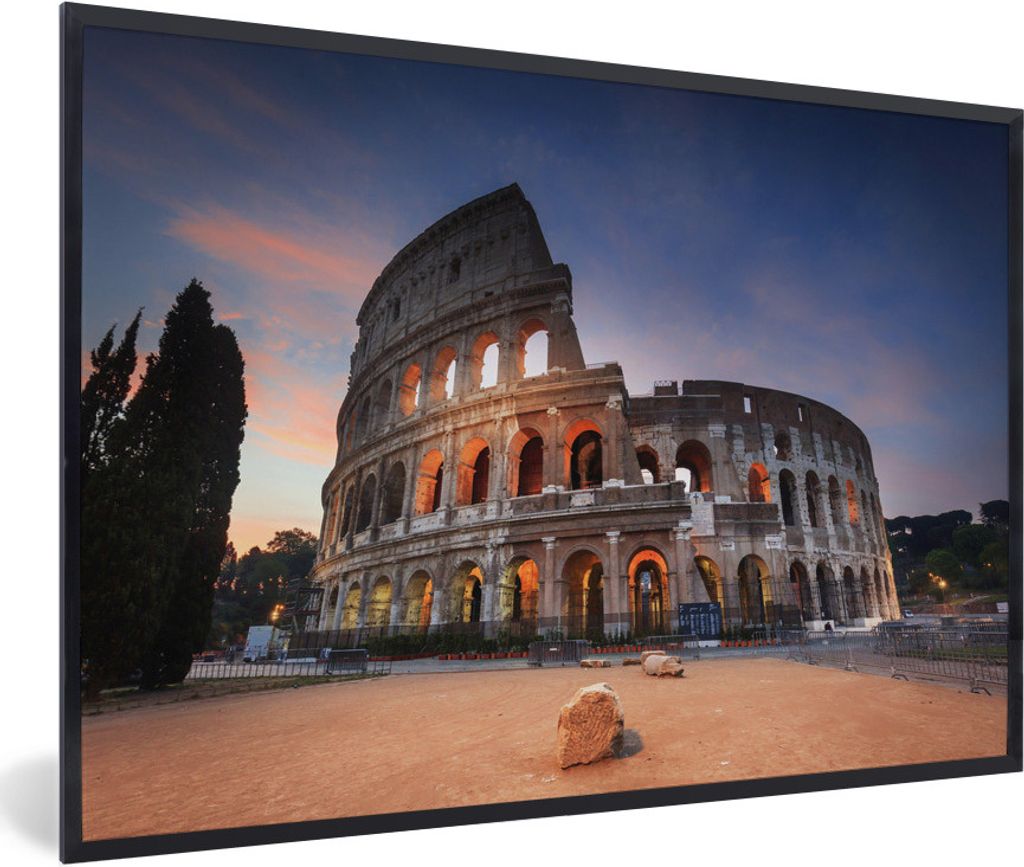 MuchoWow Gerahmtes Poster Italien - Rom - Kolosseum 60x40 cm - Poster mit Schwarzem Bilderrahmen Wandposter Rahmen Foto Bilder - Printing - Wandd...