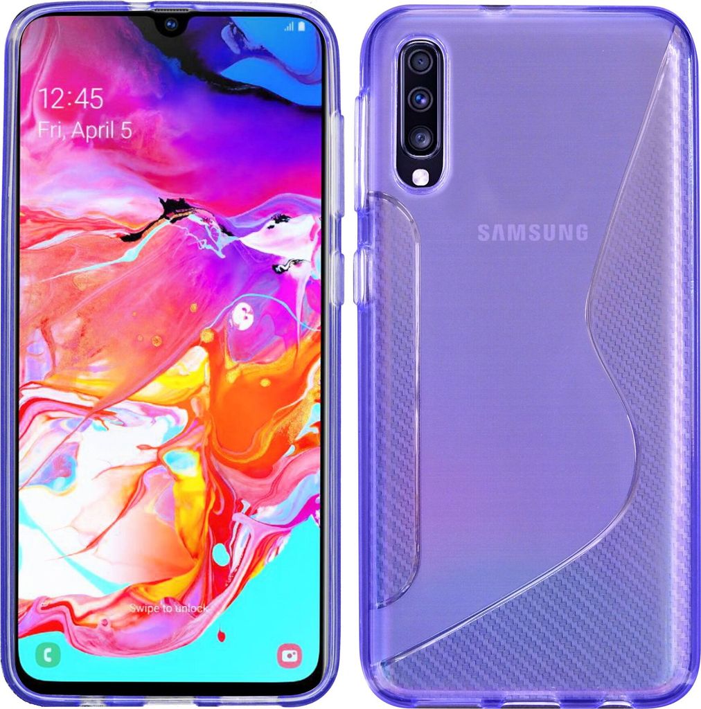 cofi1453 S-Line Hülle Bumper kompatibel mit Samsung Galaxy A70 (A705F) Silikonhülle Stoßfest Handyhülle TPU Case Cover Lila