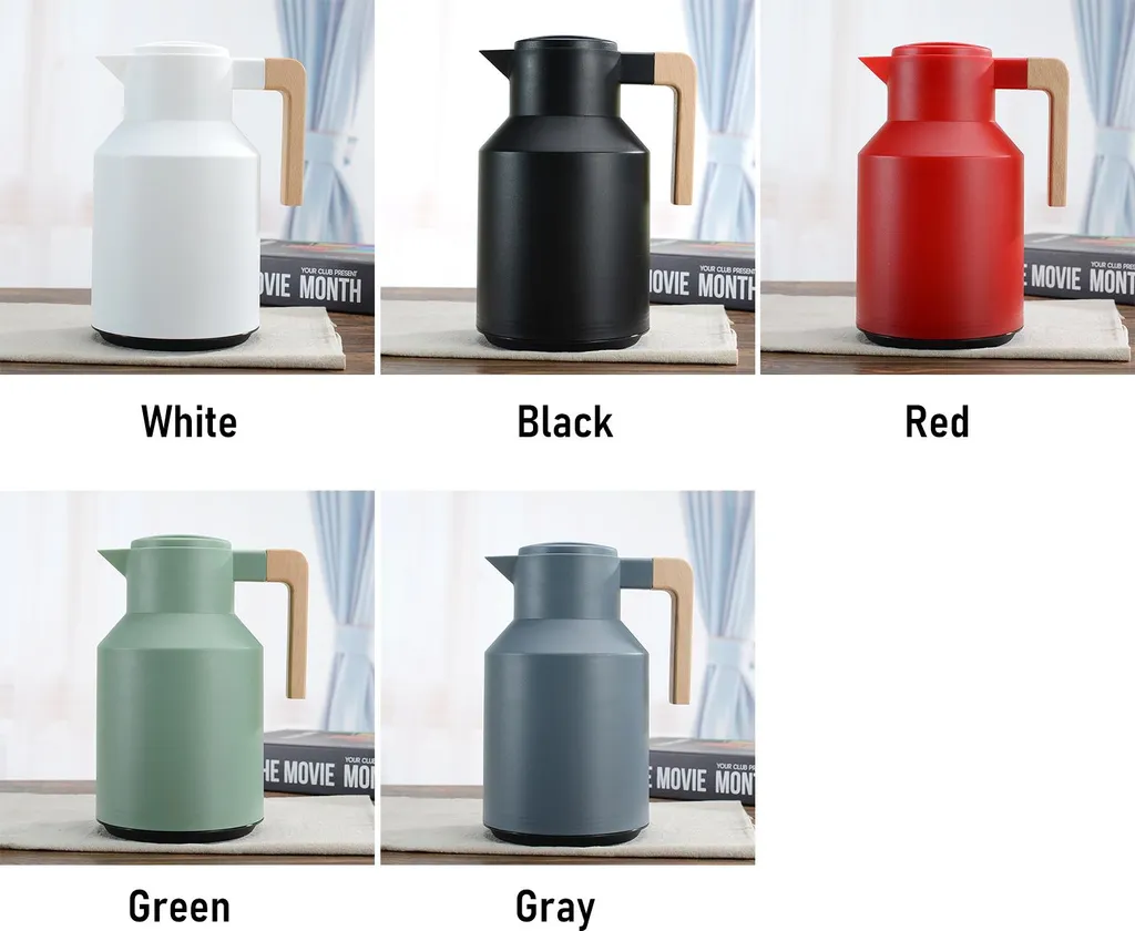 Carafe Thermique 1L en Acier Inoxydable avec Poignée en Bois Élégante