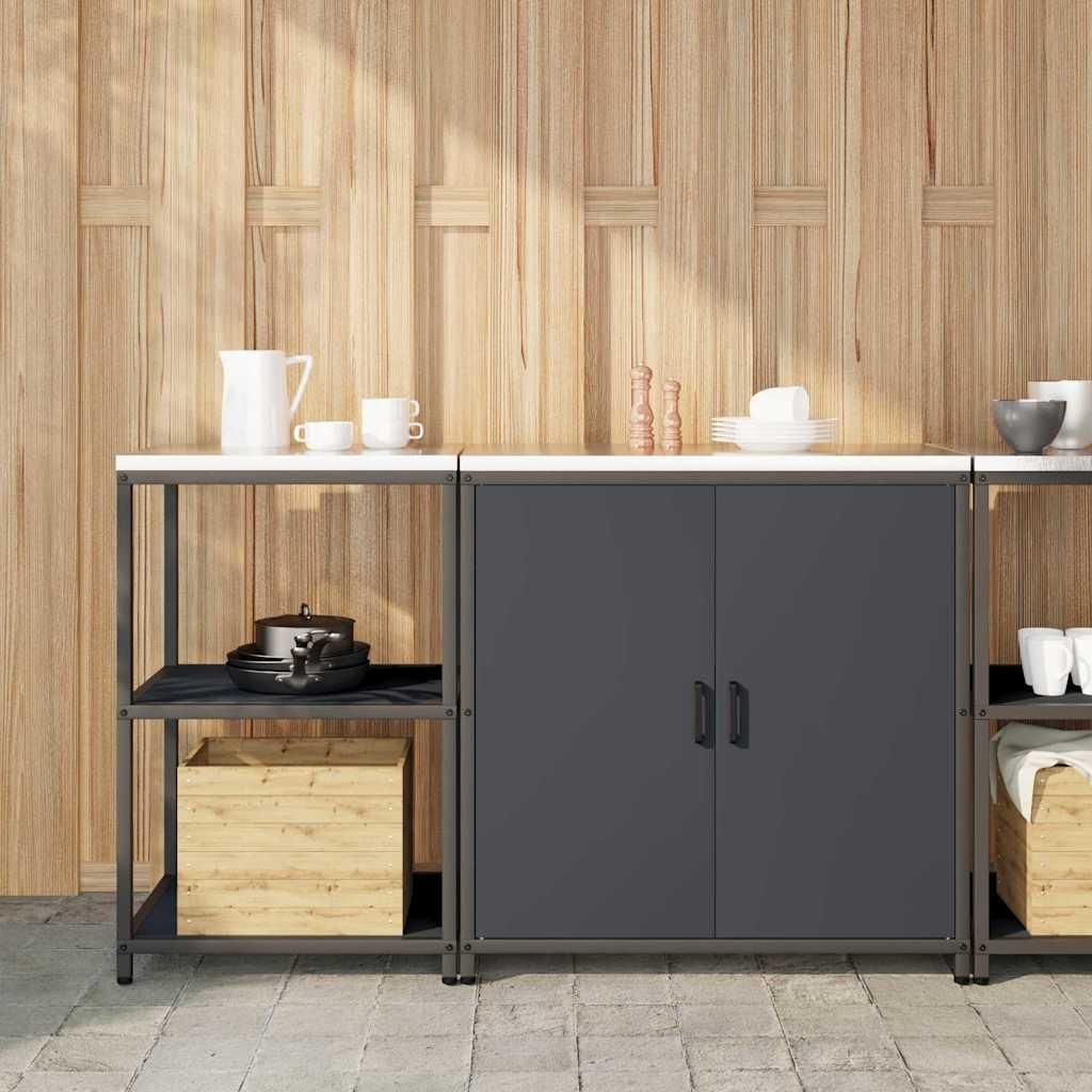 Möbel Küchenlager-Set mit Regal mit Speicher mit Tür Verstellbar 2 pcs Anthrazit 150 x 50 x 92 cm - Küchenschränke 3392682