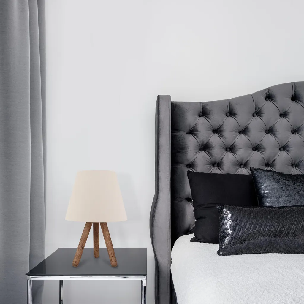 Opviq, AYD- AYDAXL, bianco, colore noce, lampade da comodino, 22 x 33 cm, 70% faggio / 30% tessuto PVC