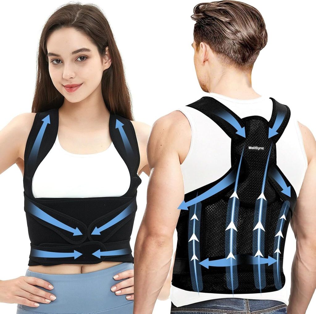 Haltungskorrektur Rücken Damen, Haltungskorrektur Rücken Herren Verstellbar Rücken Geradehalter Back Posture Belt Unsichtbar unter Kleidung, Bac...