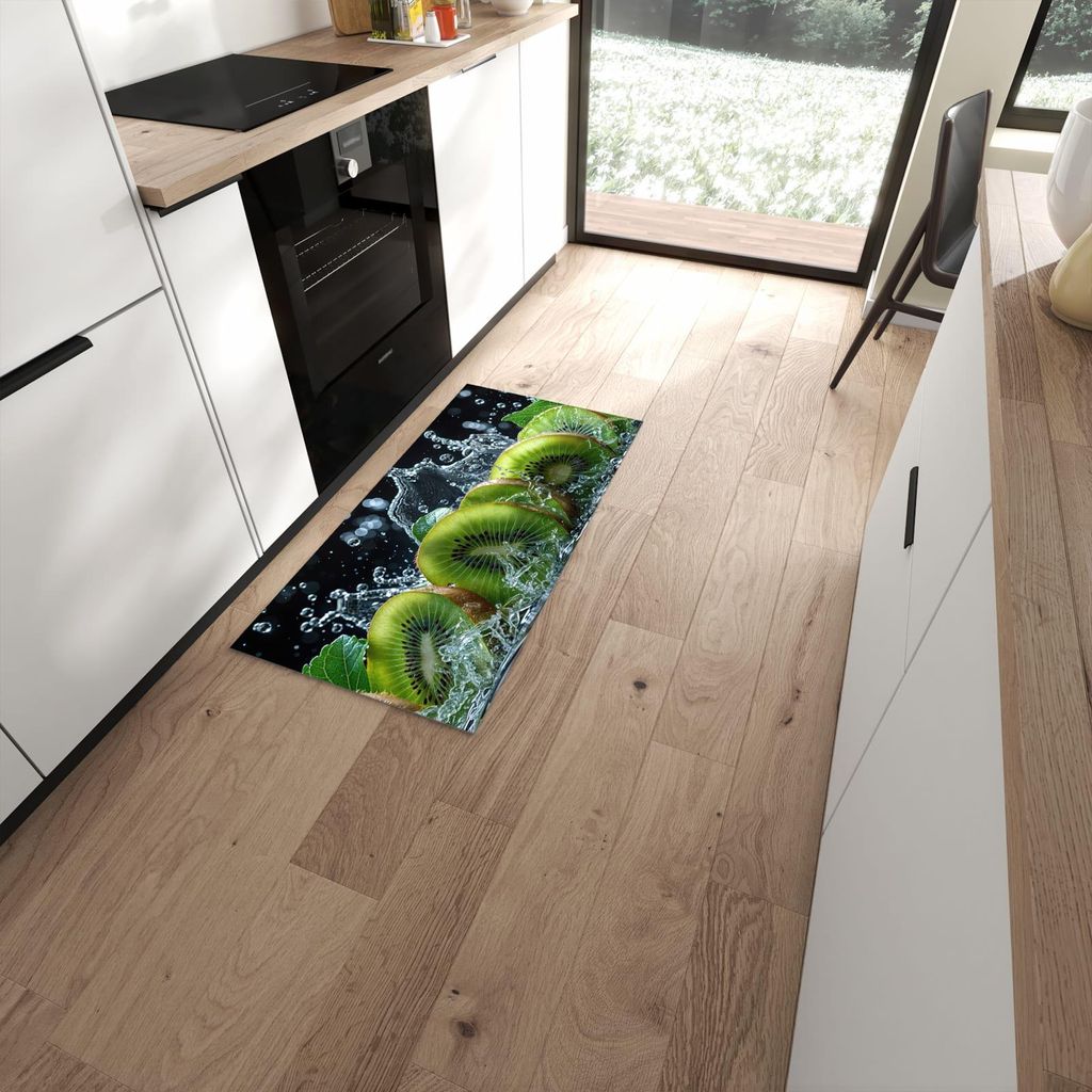 Küchenteppich 60x120cm rutschfest & abwischbar PVC Läufer - Kiwi und Wasser