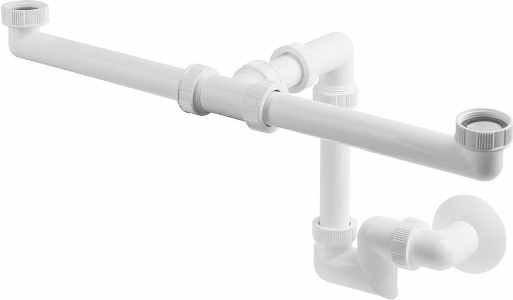Doppelwaschbecken-Siphon 5/4", DN40, Weiß
