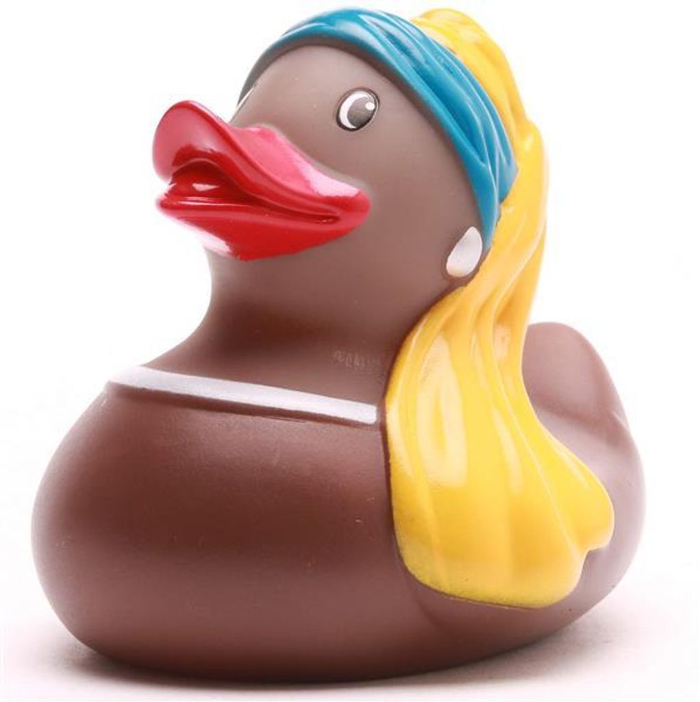 Badeente Mädchen mit dem Perlenohrring Vinyl 7,5 cm Quietscheente