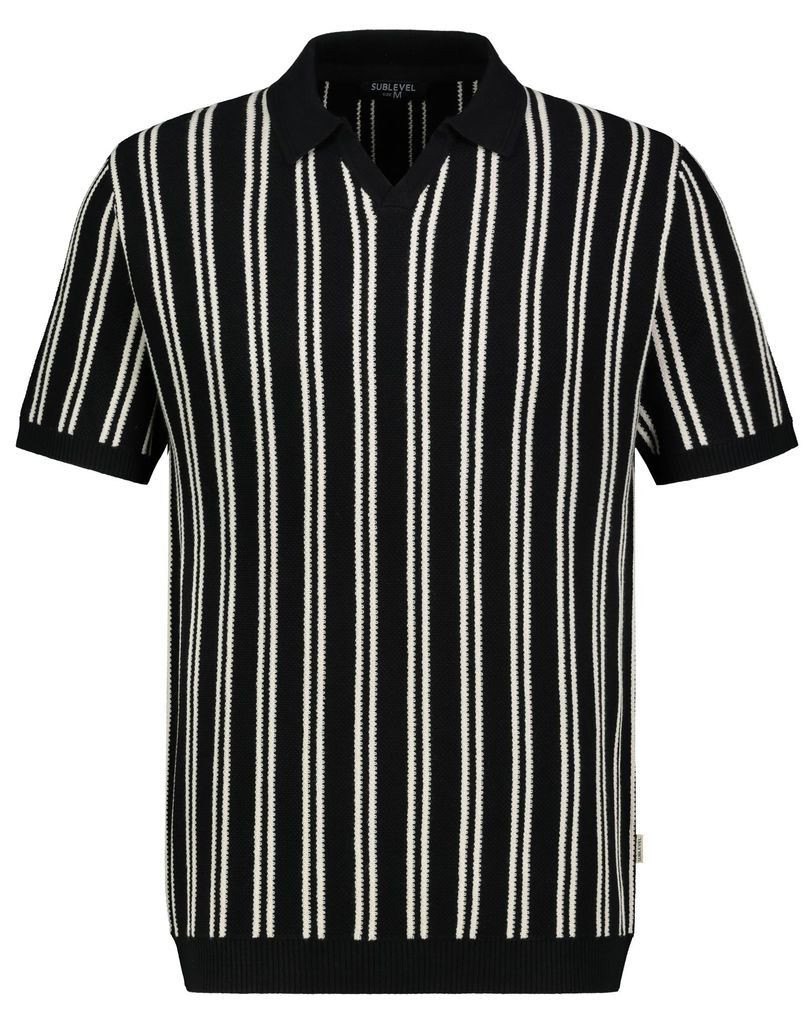 Sublevel Kurzarmshirt V-Ausschnitt Gestreift Elastischer Bund Größe: S
