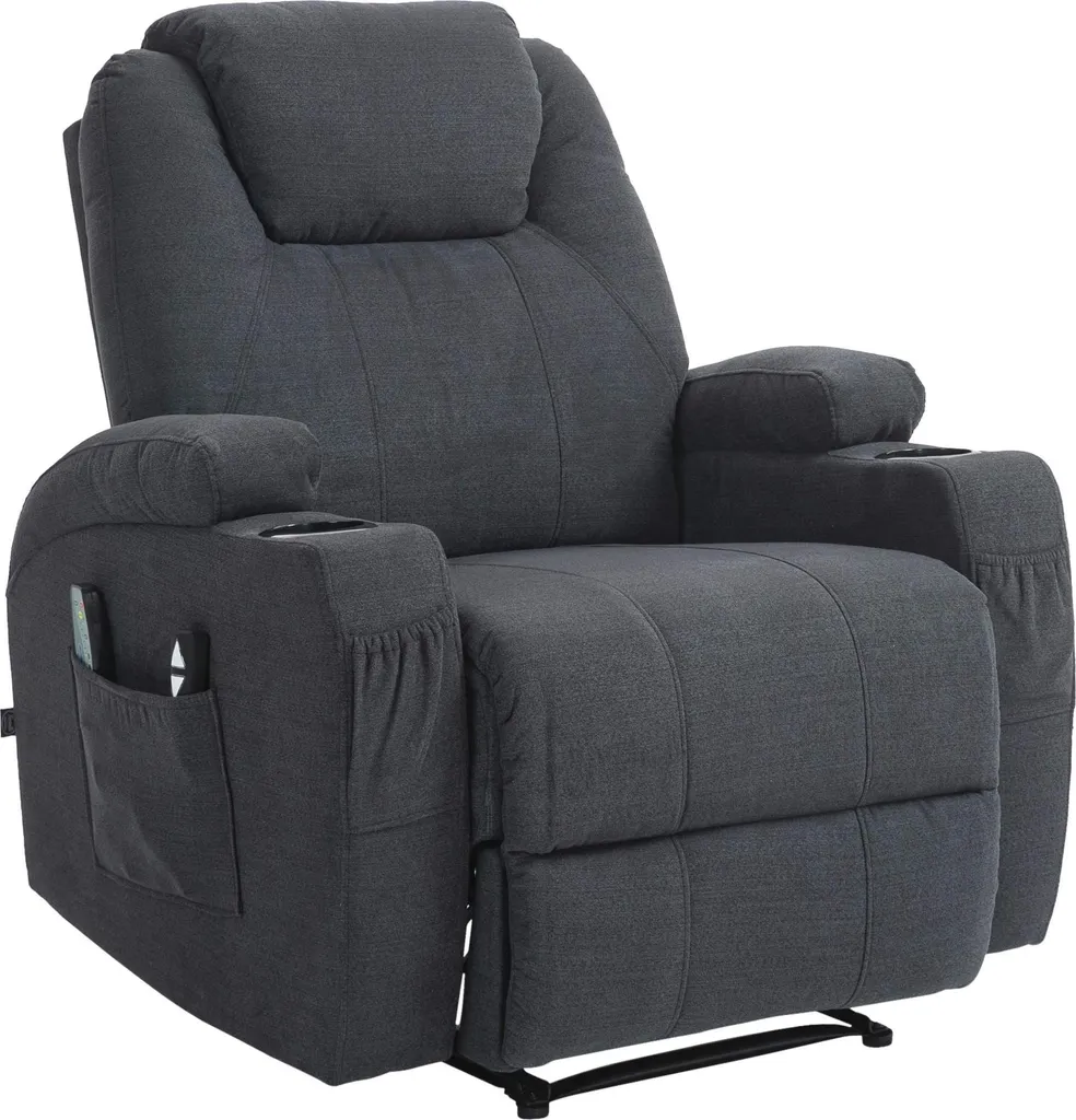 Fauteuil de Salon Massant CLP Hepler : Détente Maximale et Repose-pieds Gris