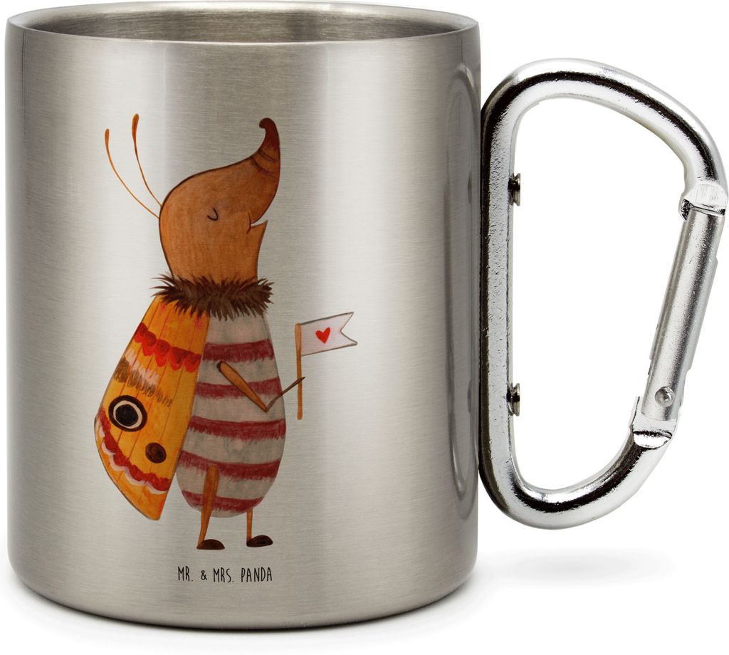 Mr. & Mrs. Panda Thermobecher Nachtfalter Fähnchen - Transparent - Geschenk, Käfer, Becher Aus Edelstahl, Campingtasse, Trinkbecher, Lustige Spr...