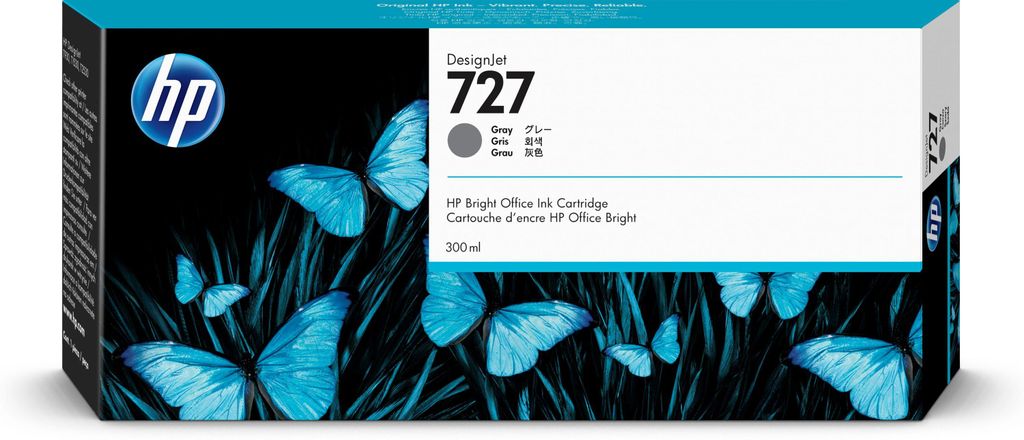 HP 727 300 ml Gray DesignJet Ink Cartridge Cartuccia Immagine del prodotto 