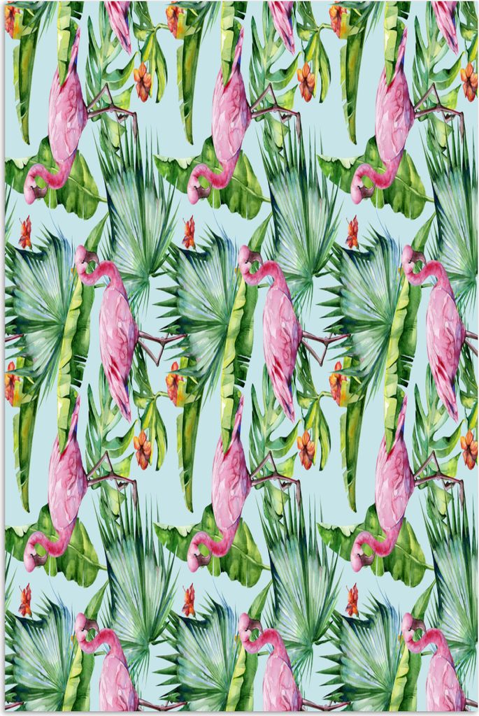 MuchoWow Poster Blumen - Hibiskus - Flamingo - Rosa 40x60 cm - Plakate für die Wand - Poster Babyzimmer