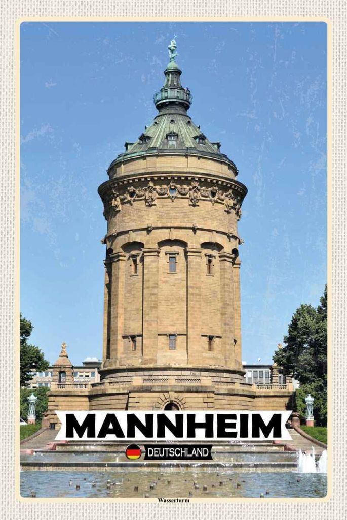 vianmo Holzschild 30x20 cm Mannheim Wassertrum Altstadt Bildmotiv Reisemotiv Abenteuer Reisen