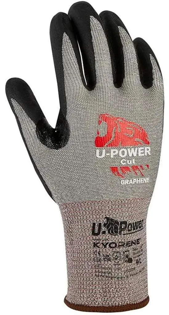 Gants de manutention U-Power Graphene Grey XXL pour chantiers et ateliers